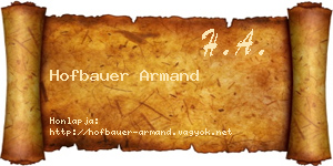Hofbauer Armand névjegykártya